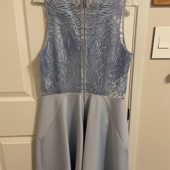Ted Baker London, light blue skater dress w beautiful lace details on the back - Picture 4 of 4
